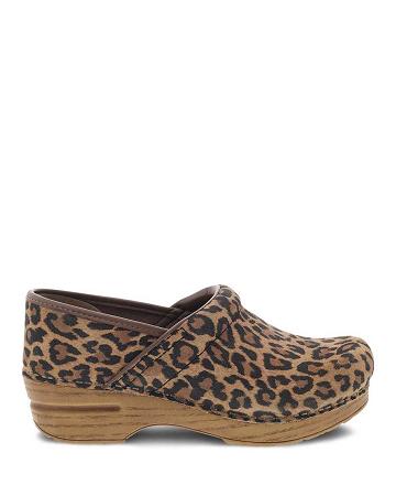Sabots Dansko Professional Daim Femme Leopard Marron | FR 187YXF